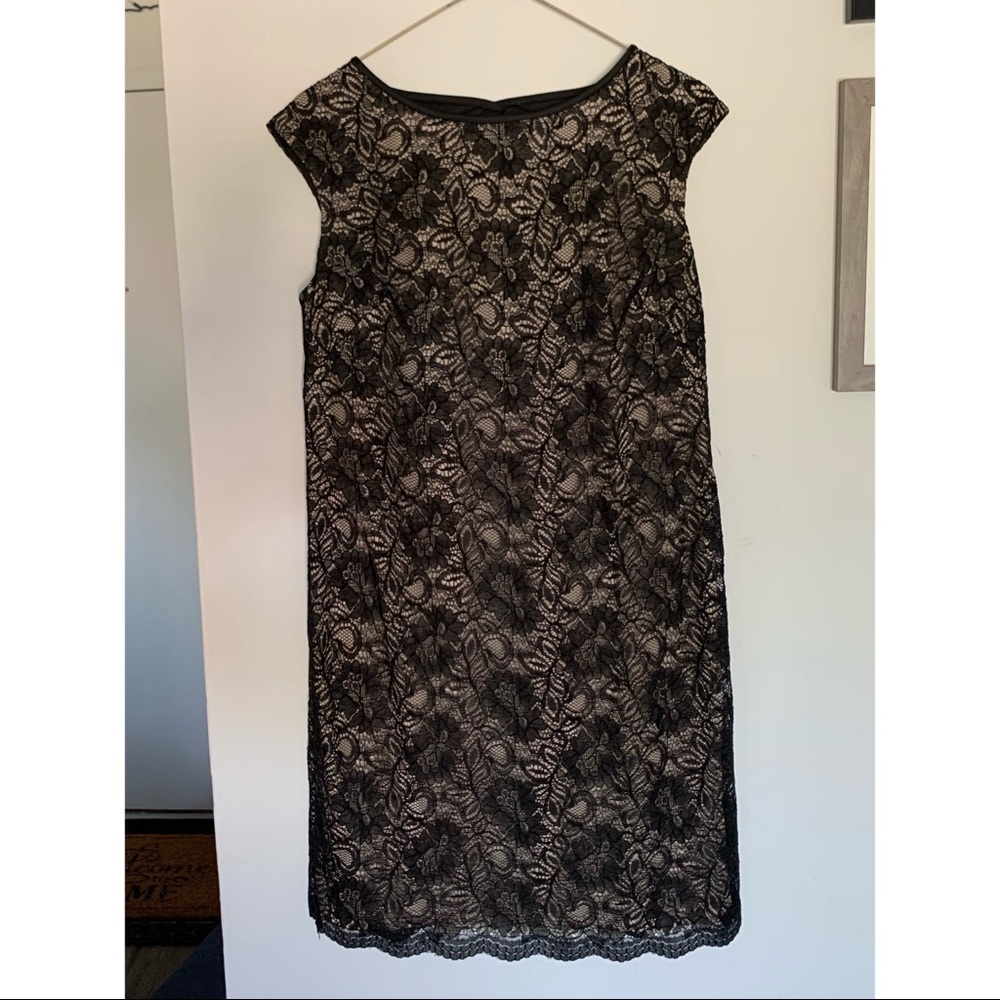 Maggie London Black Nude Lace Dress
